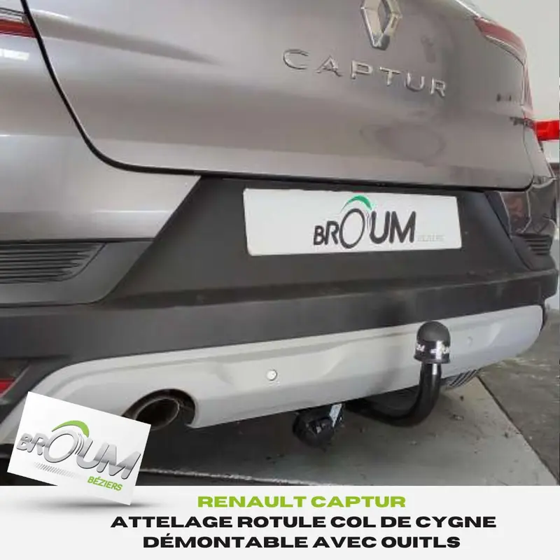 Attelage col de cygne démontable monté sur Renault Captur par BROUM à Béziers